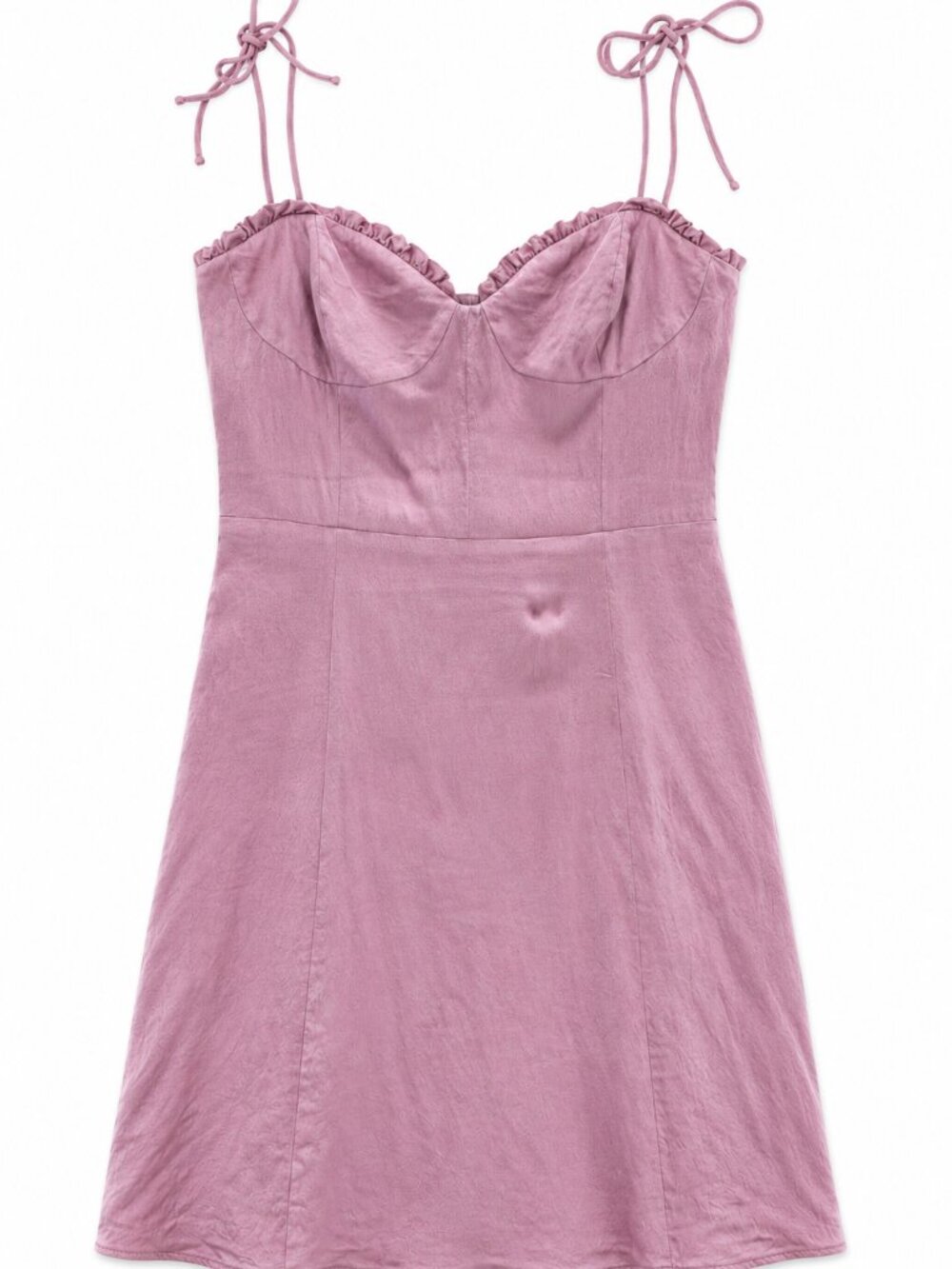 Wilfred Aritzia Pink Satin Tie Strap Mini Dress Size 6 Smocked Back Romantic - Picture 1 of 14